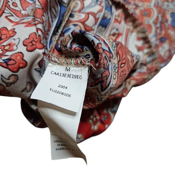 Women's Medium Red Blue Paisley Off Shoulder Shorts Romper Tassles - Picture 4 of 5